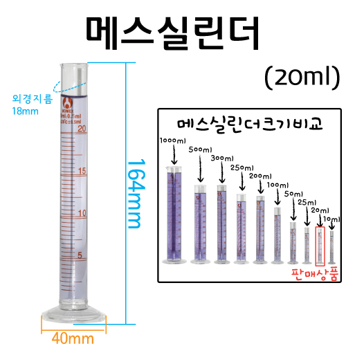 메스실린더(눈금실린더)-20mL