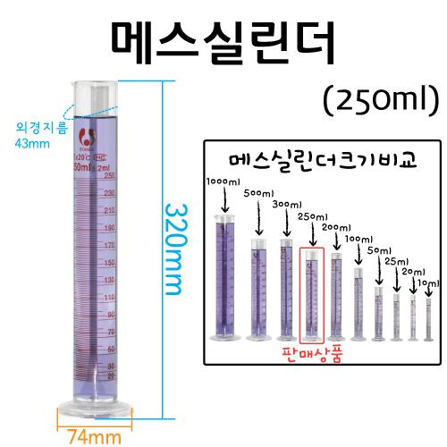 메스실린더(눈금실린더)-250mL